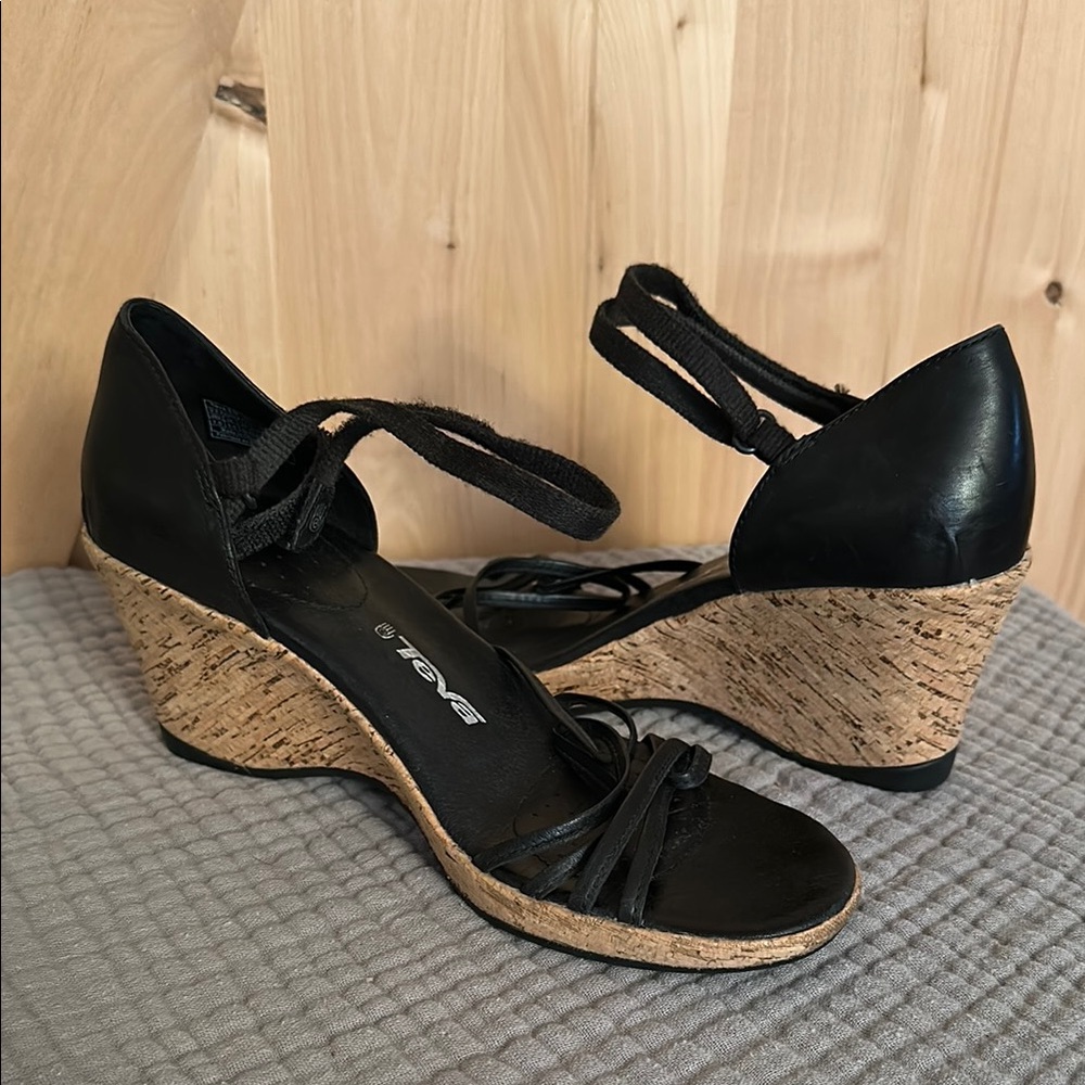Black Wedge Sandals